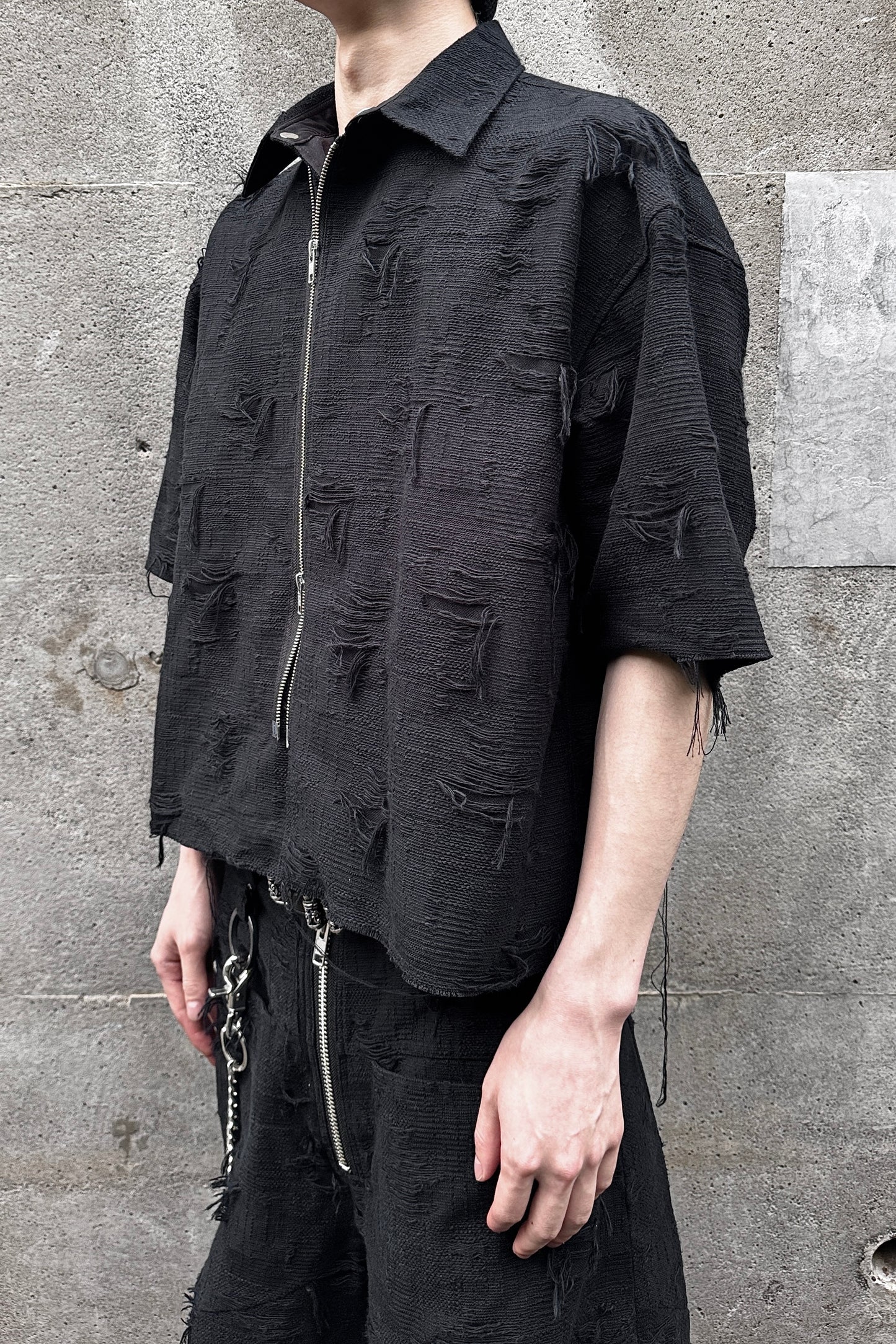 OVERSIZED BORO JACQUARD SHIRTS (feat.MINUS) / BLACK
