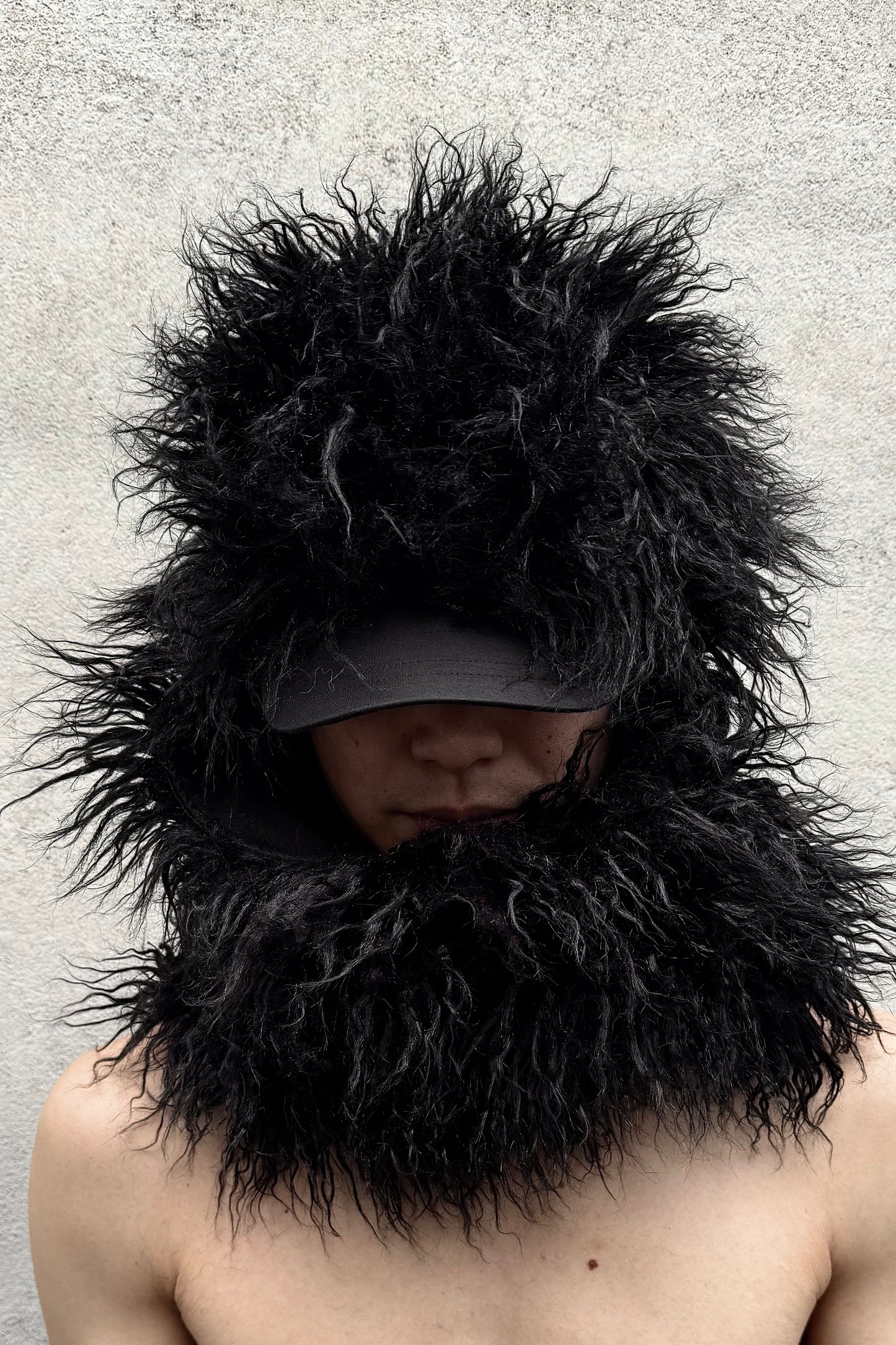 HAIRY FUR SCARF CAP