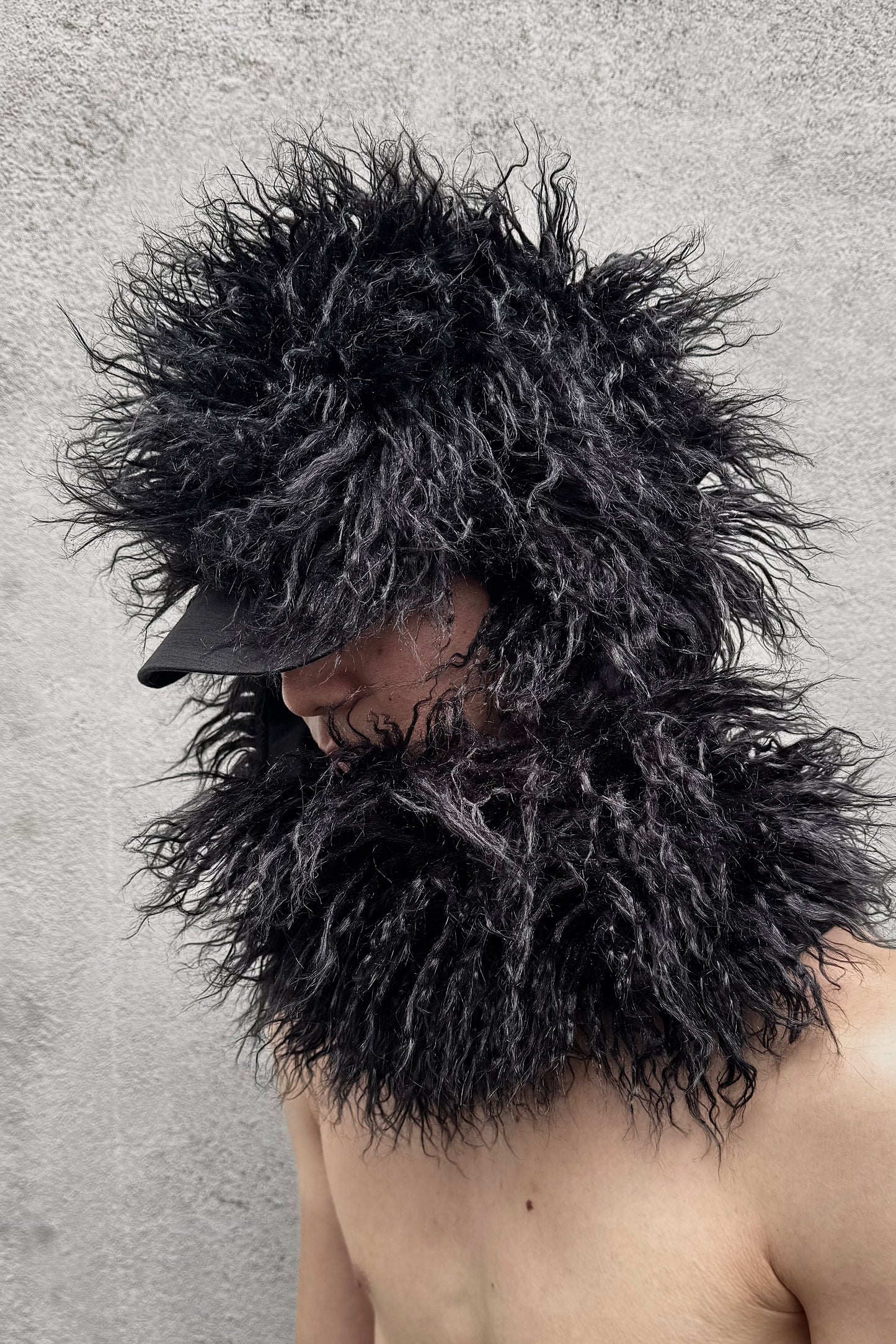 HAIRY FUR SCARF CAP