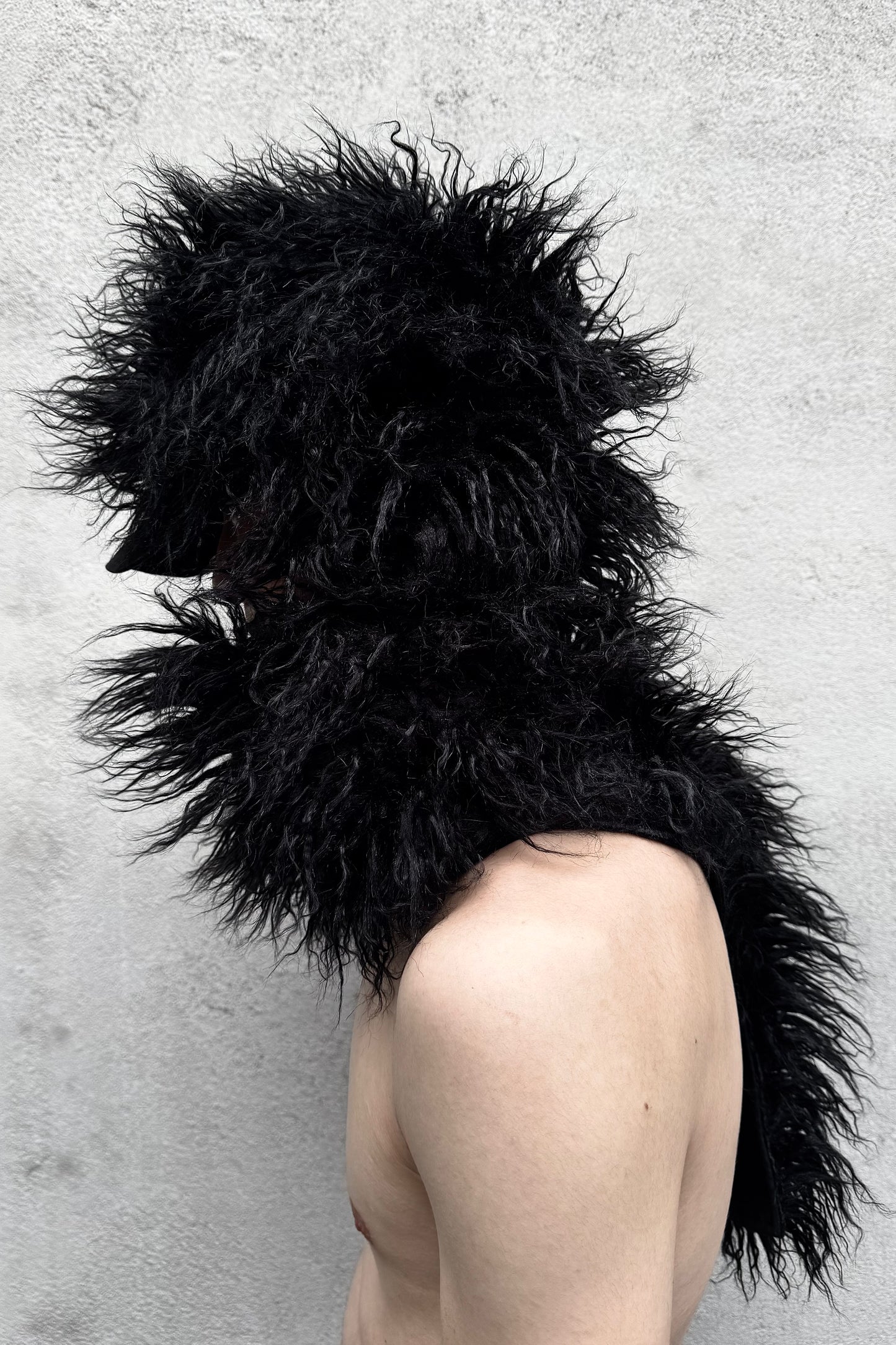 HAIRY FUR SCARF CAP