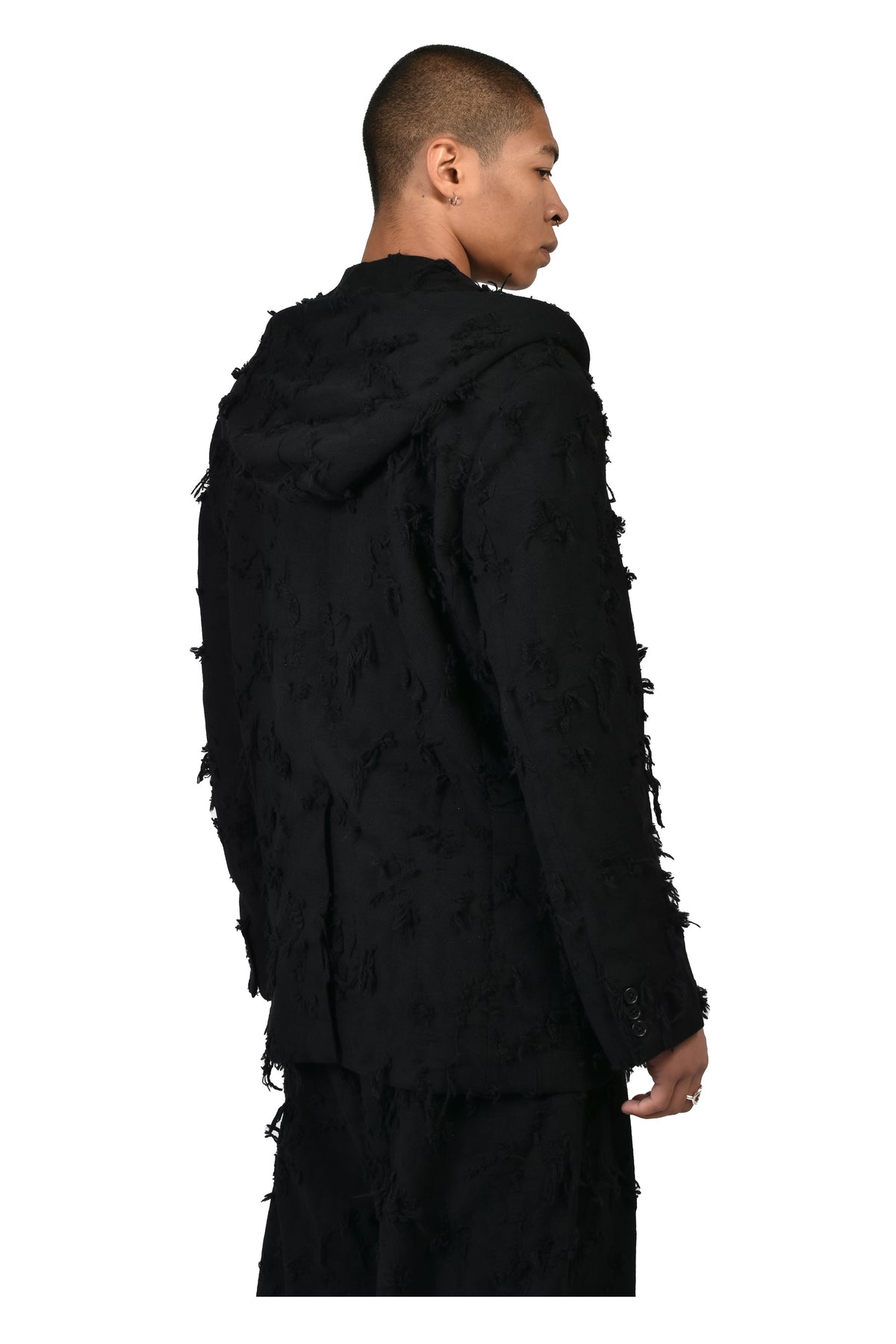 BORO JACQUARD HOODED BLAZER / BLK