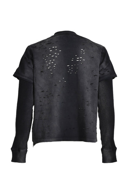 DOUBLE LAYER THERMAL T-SHIRTS / FADED BLK