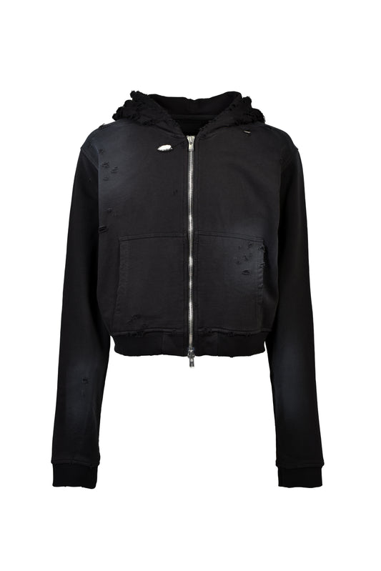 HEAD SHOT ZIP UP HOOD / FADED BLK