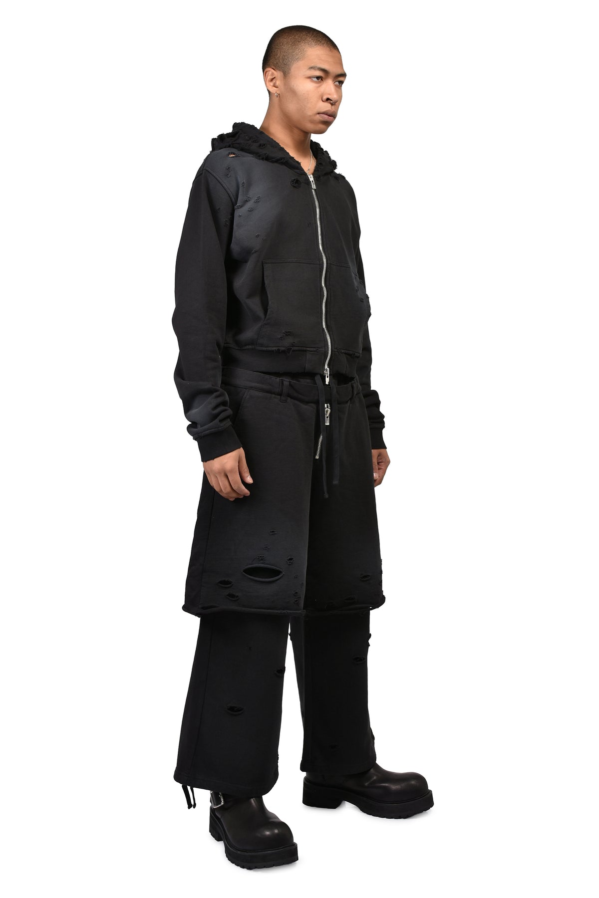 HEAD SHOT ZIP UP HOOD / FADED BLK