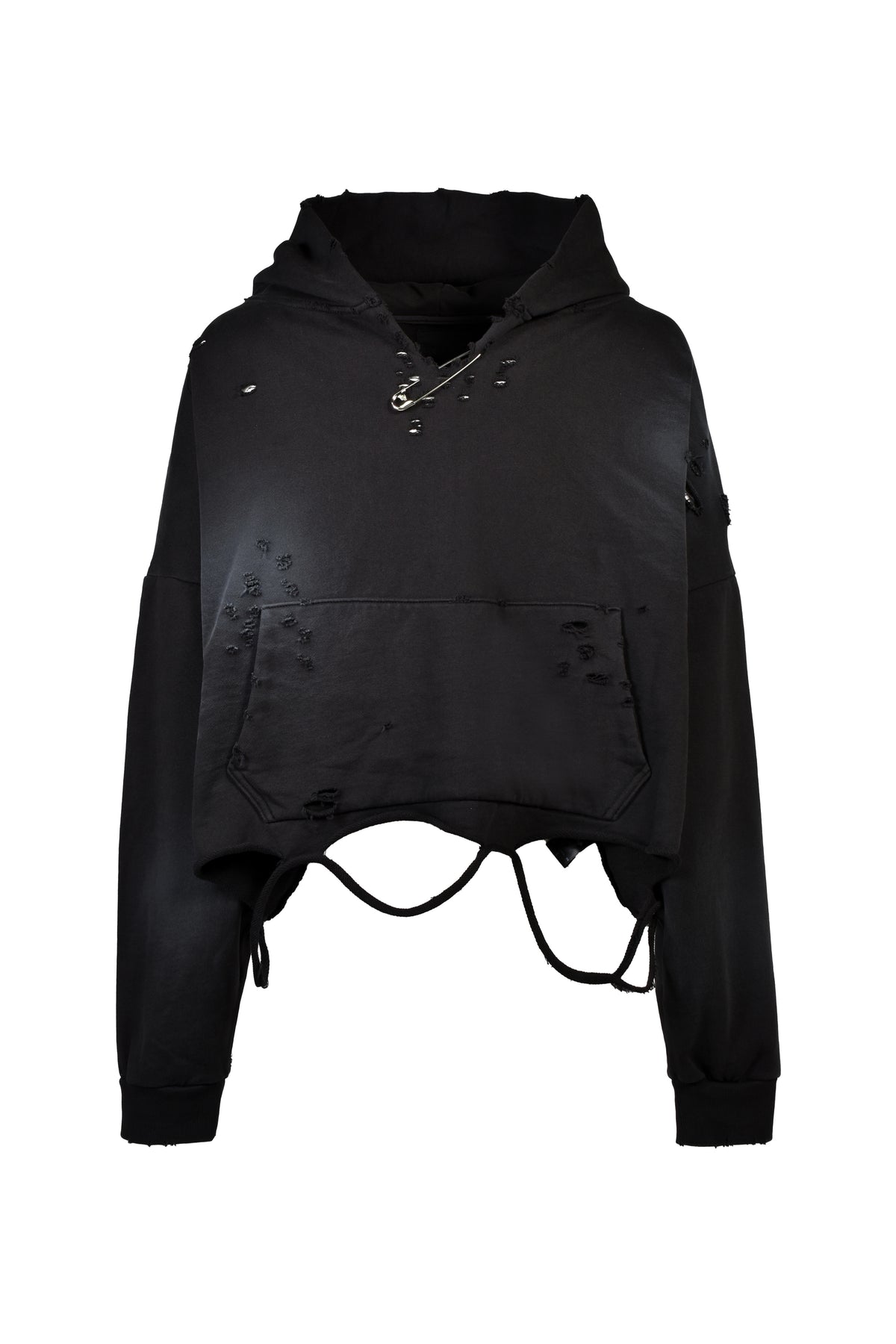 CROPPED LOOSE HOOD / FADED BLK