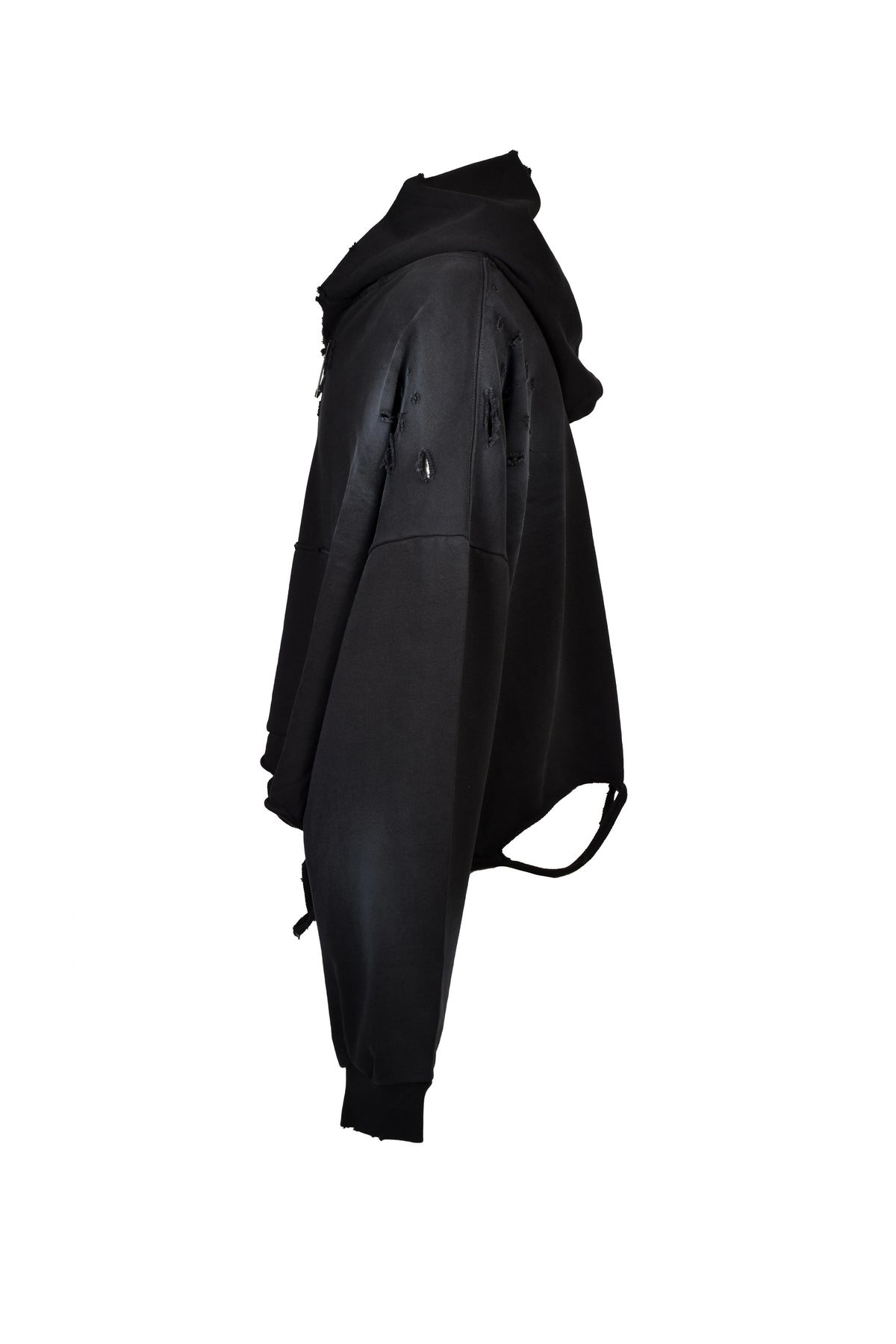 CROPPED LOOSE HOOD / FADED BLK