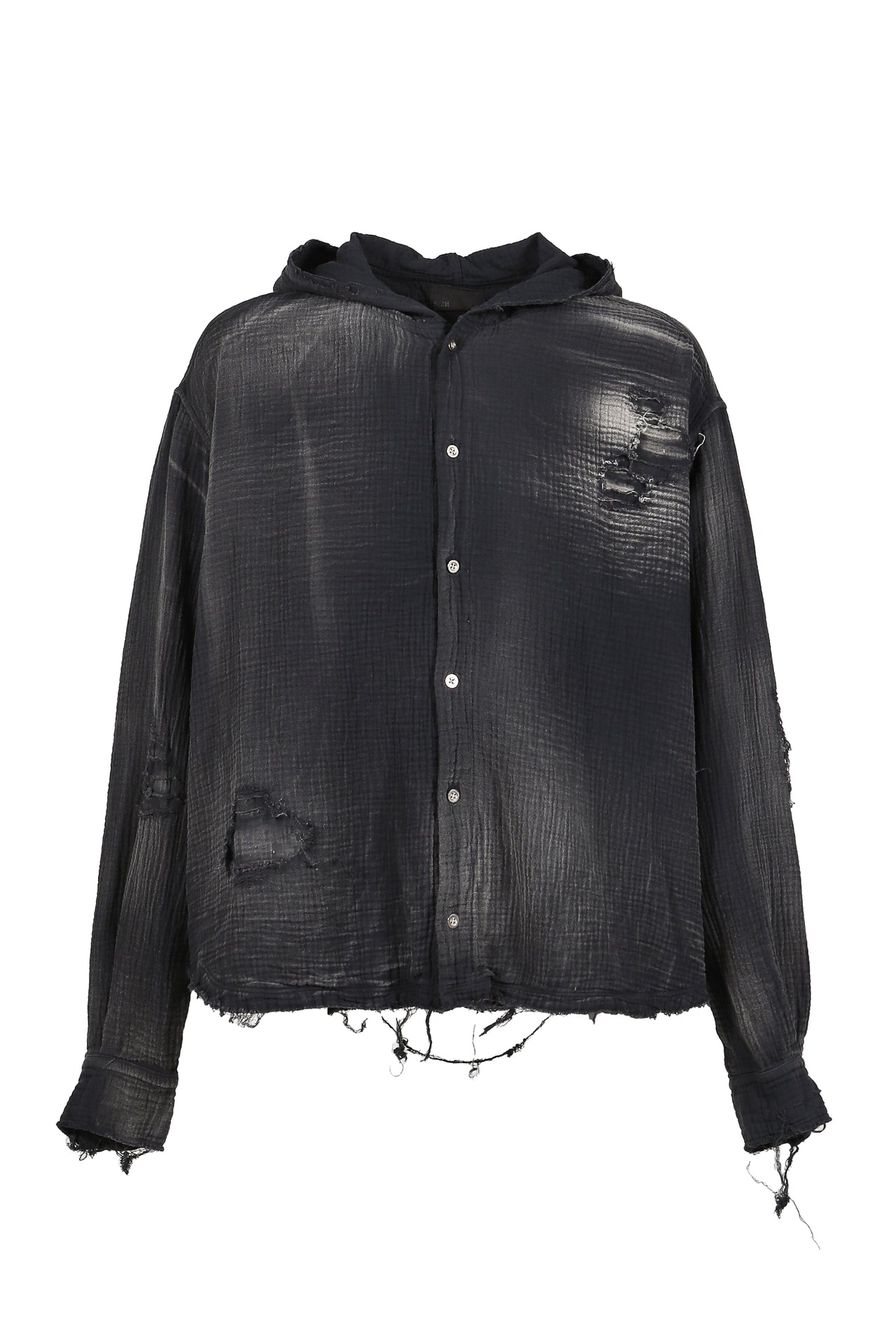 HOODED SHIRT  / WASHED BLK