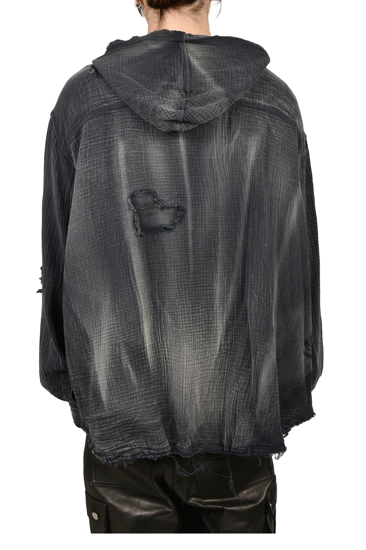 HOODED SHIRT  / WASHED BLK