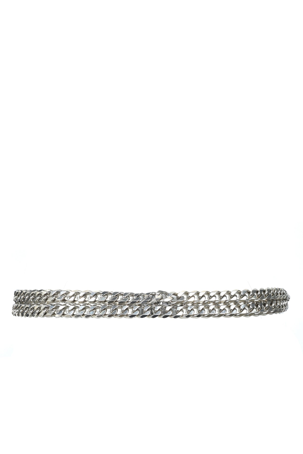 DOUBLE CUBAN CHAIN BELT / BLK SIL