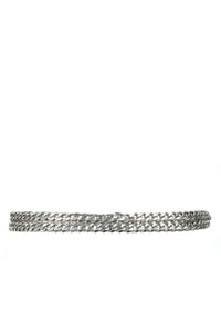 DOUBLE CUBAN CHAIN BELT / BLK SIL