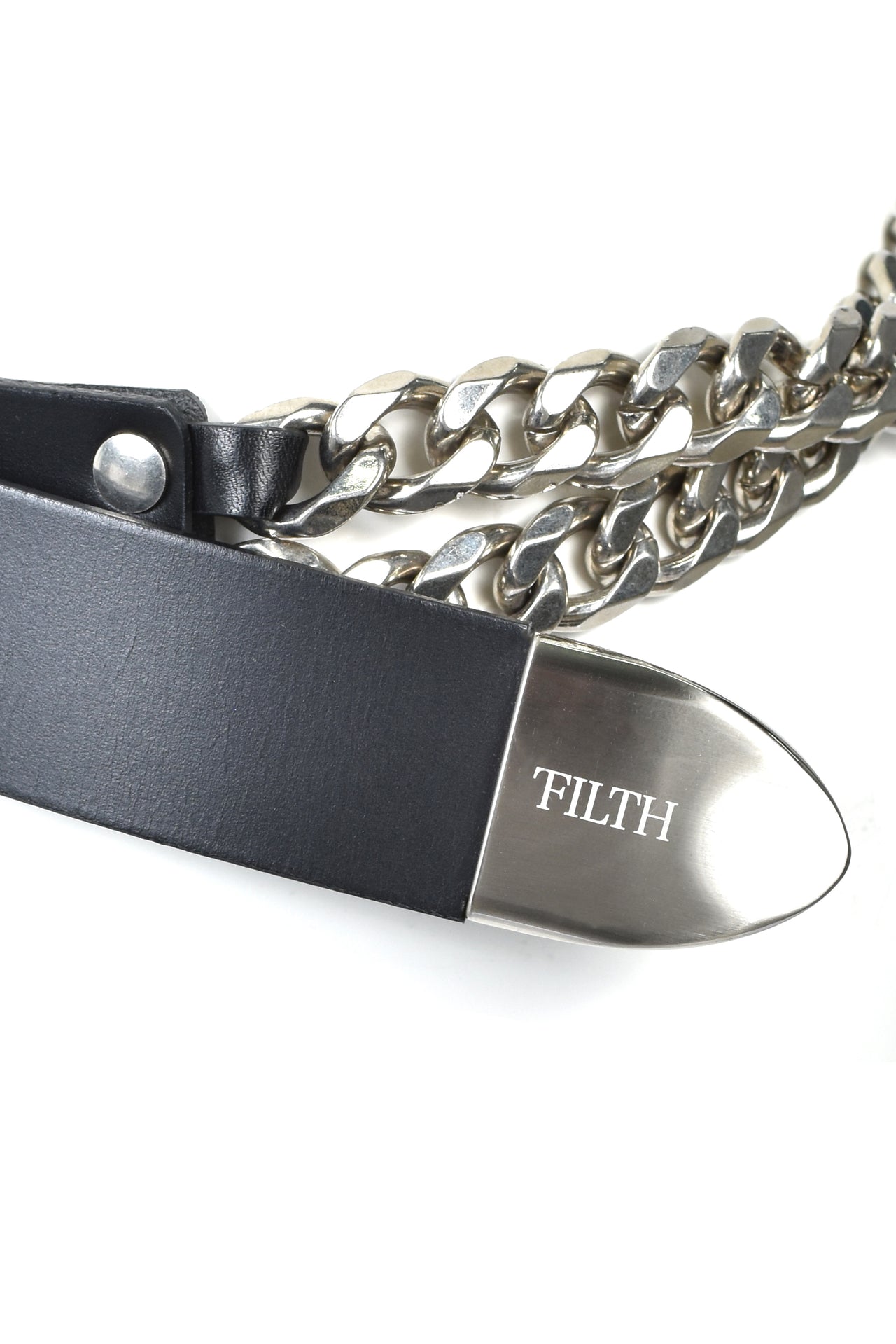 DOUBLE CUBAN CHAIN BELT / BLK SIL