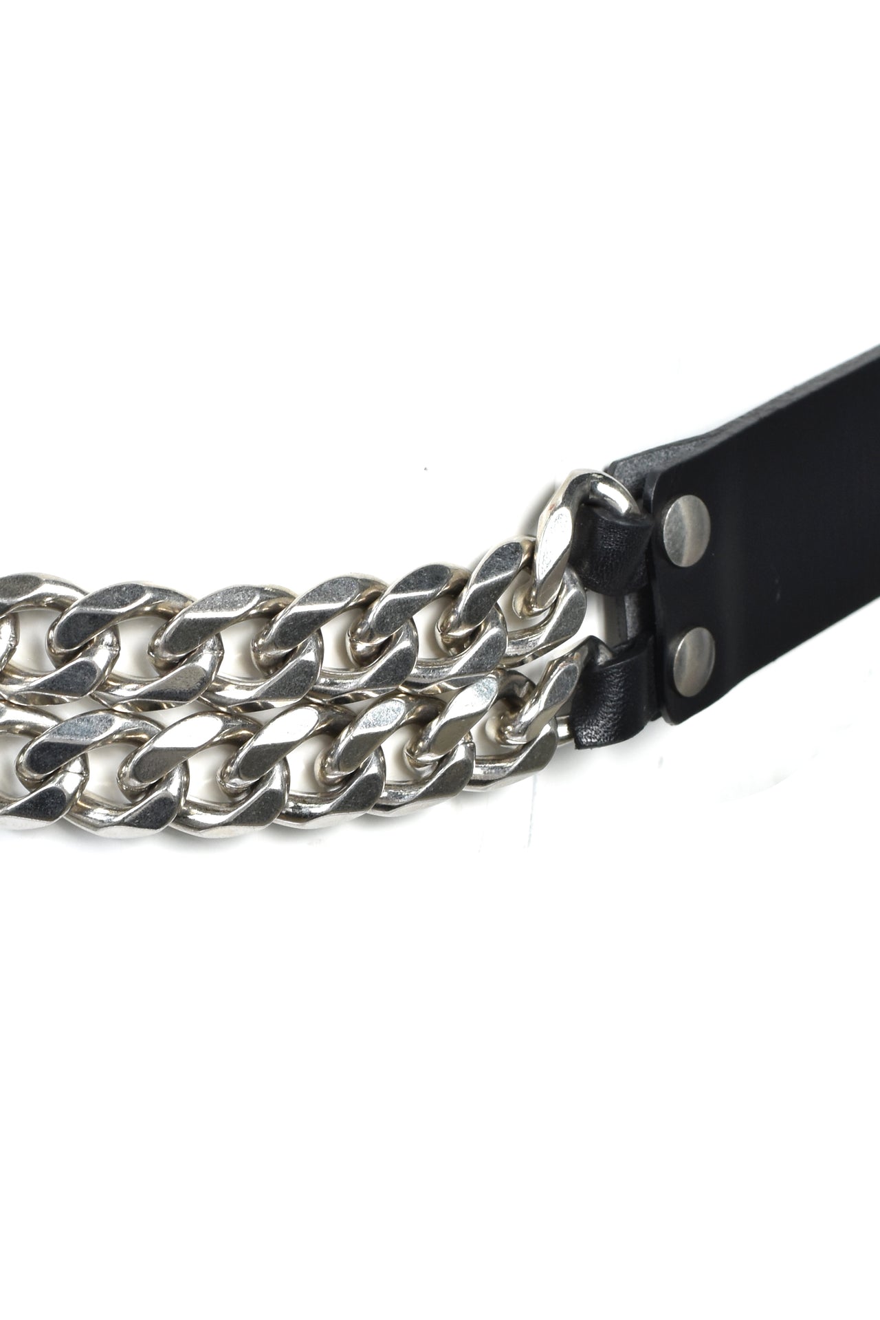 DOUBLE CUBAN CHAIN BELT / BLK SIL