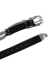 DOUBLE CUBAN CHAIN BELT / BLK SIL