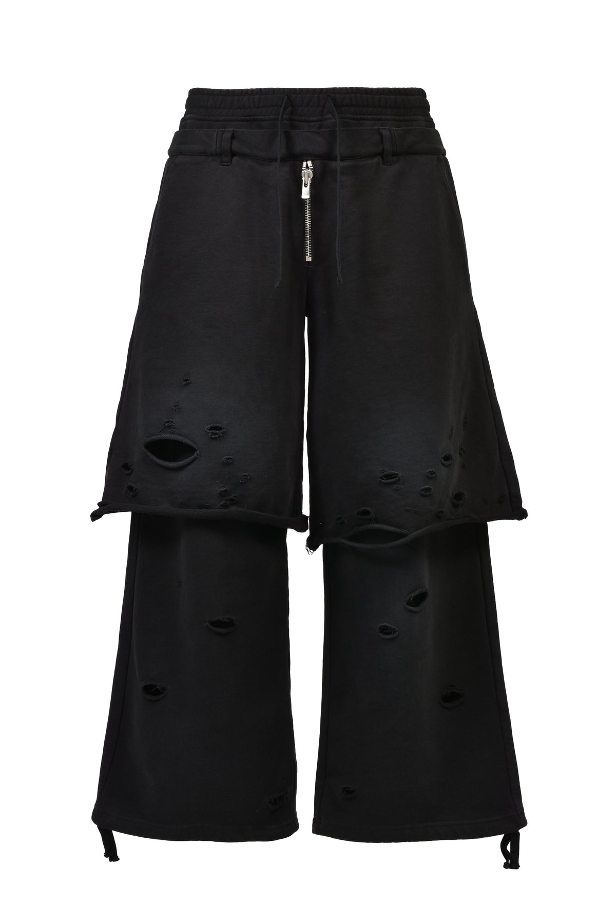 LAYERED SWEAT TROUSER / FADED BLK