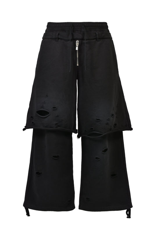 LAYERED SWEAT TROUSER / FADED BLK