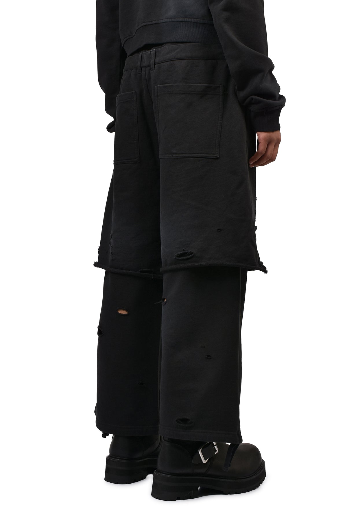 LAYERED SWEAT TROUSER / FADED BLK