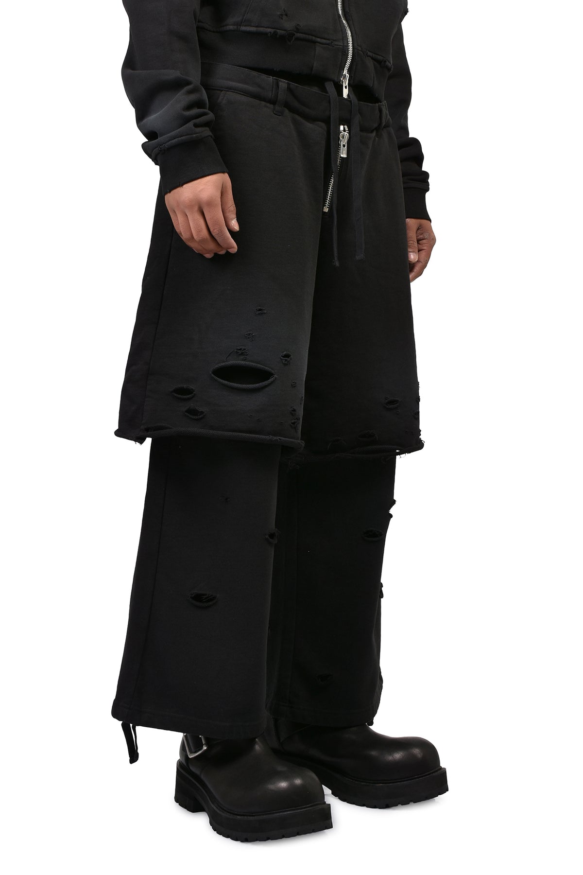 LAYERED SWEAT TROUSER / FADED BLK