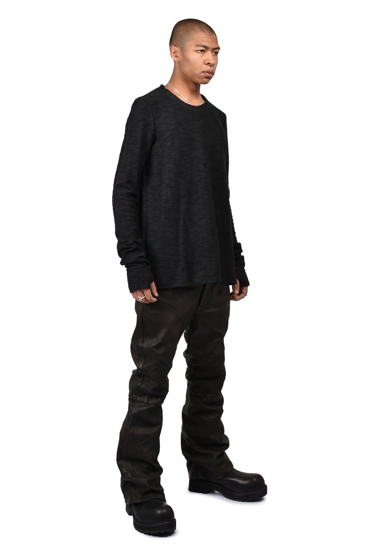 SLAB RIB L/S T / BLK