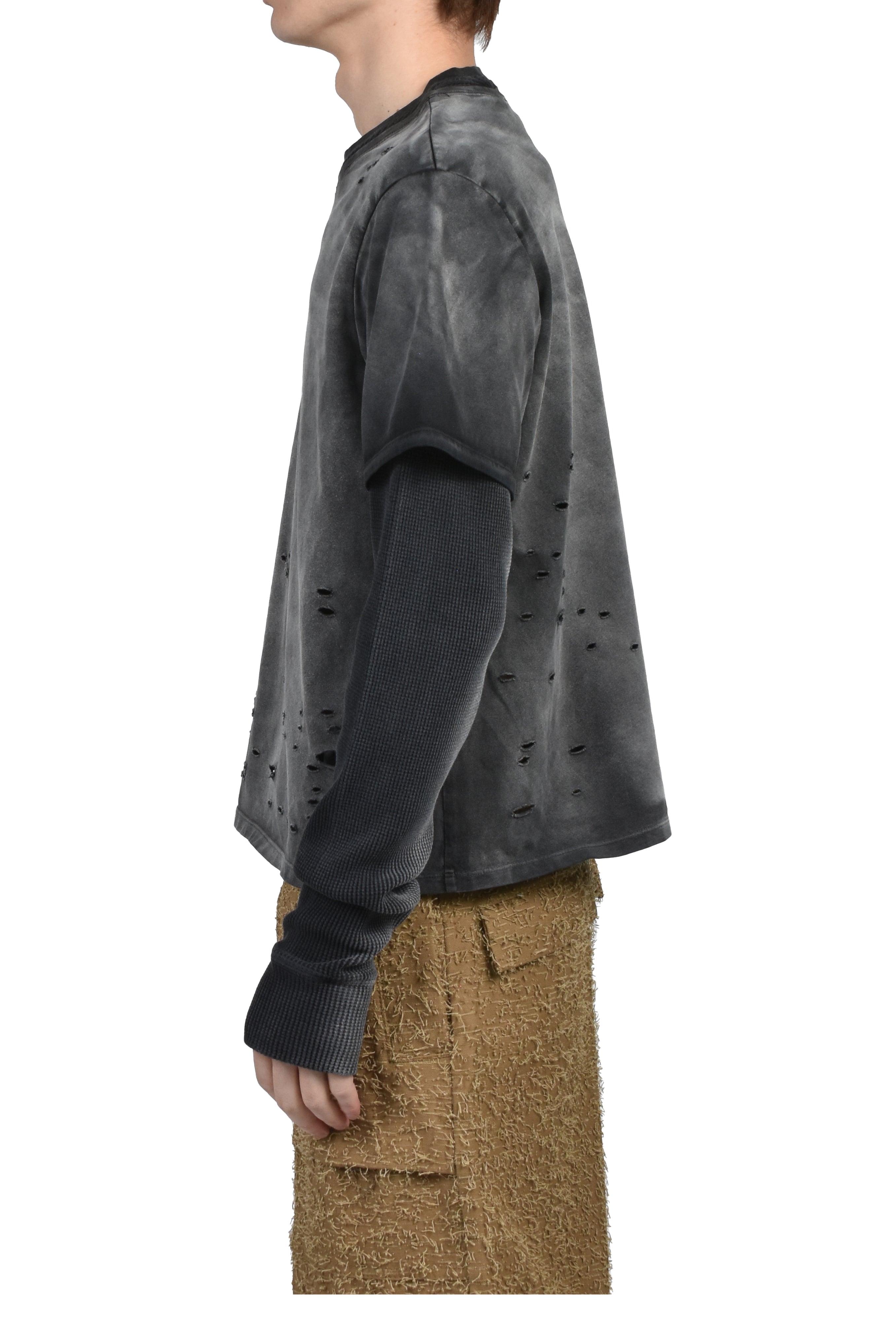 LAYERED THERMAL T /FADE BLK ダメージ M FiLTH DOUBLE LAYER THERMAL / FADE BLK - FILTH HOMME