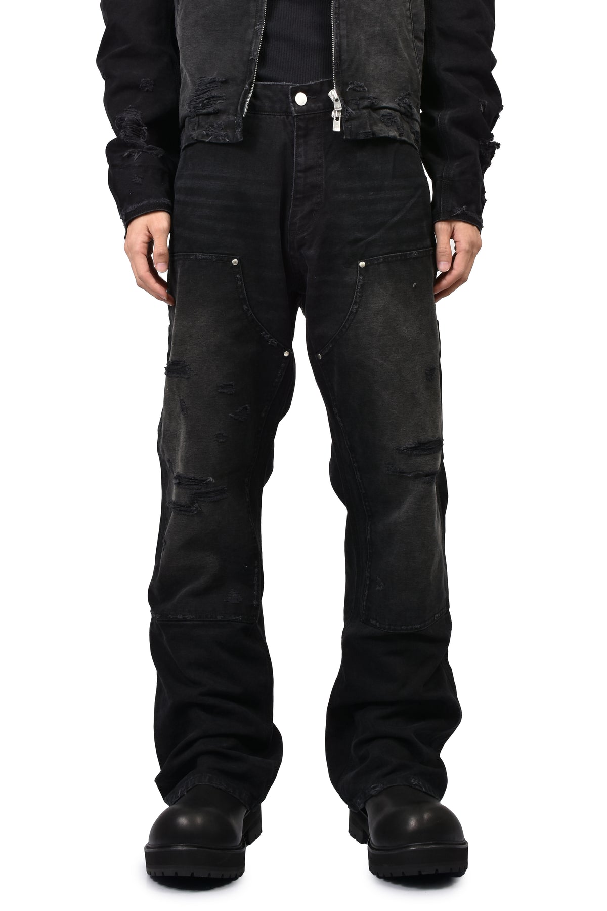 DIRTY DOUBLE KNEE FLARE / FADED BLK