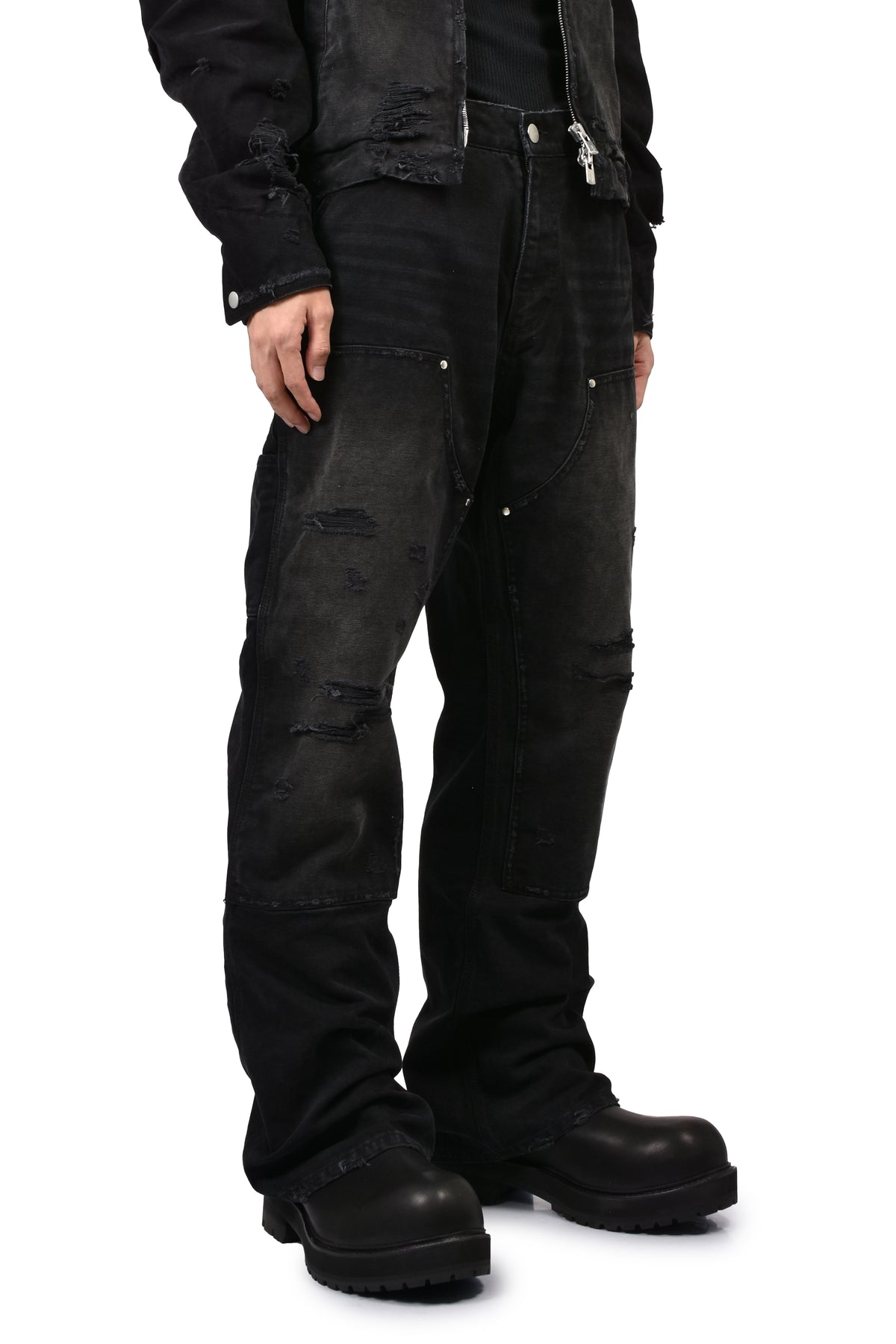 DIRTY DOUBLE KNEE FLARE / FADED BLK