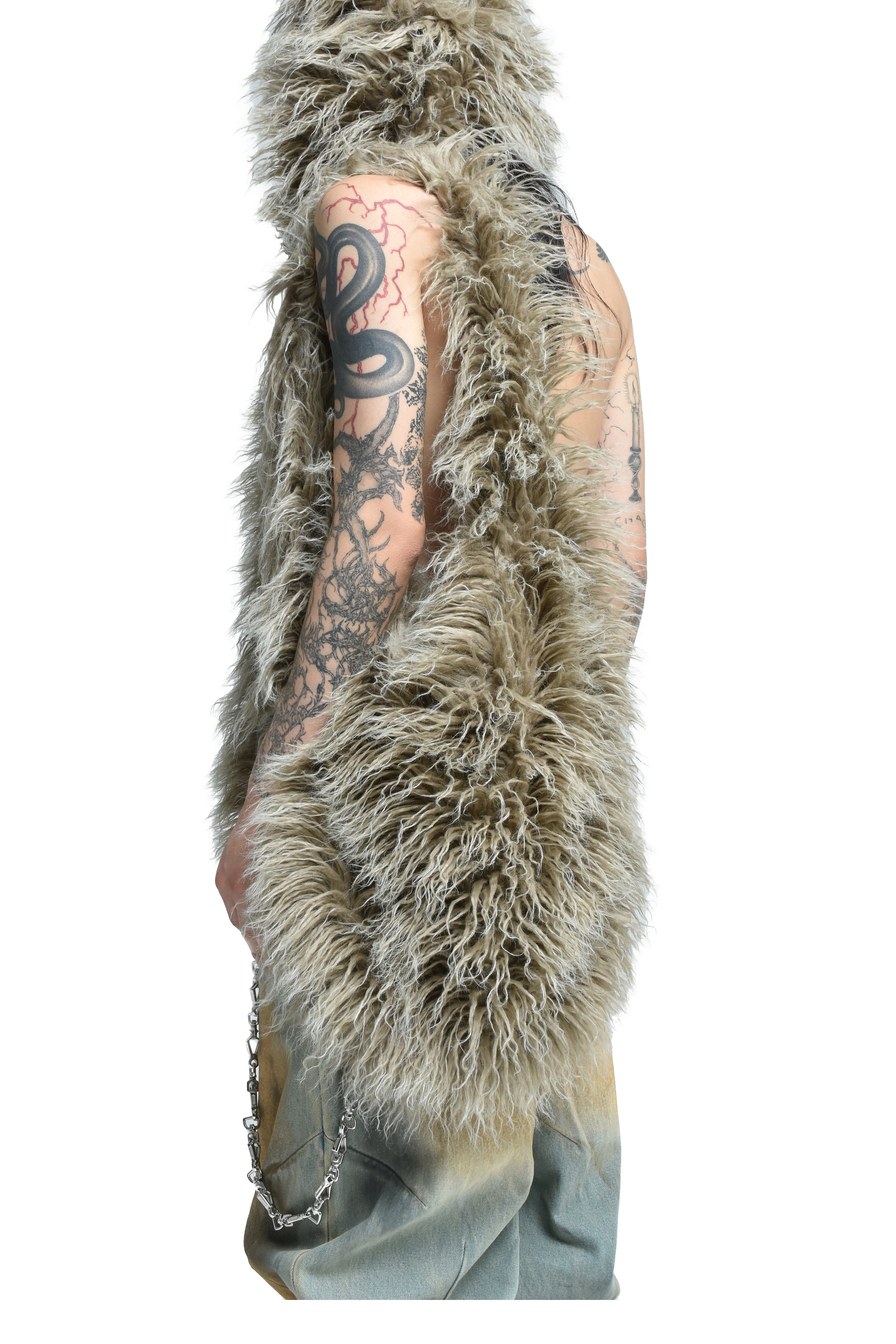 HAIRY FUR SHOULDER BAG / DUSTY BEI - FILTH HOMME