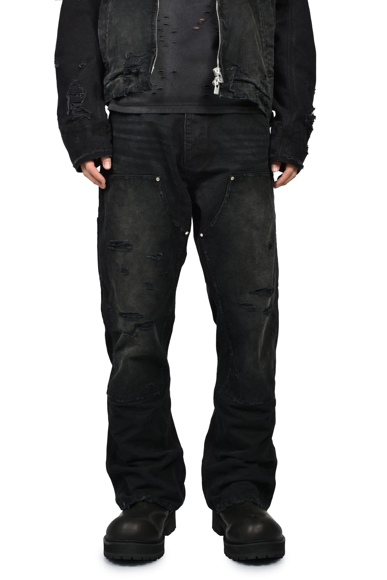 DIRTY DOUBLE KNEE FLARE / FADED BLK