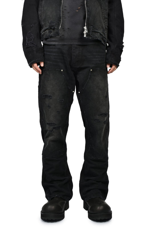 DIRTY DOUBLE KNEE FLARE / FADED BLK