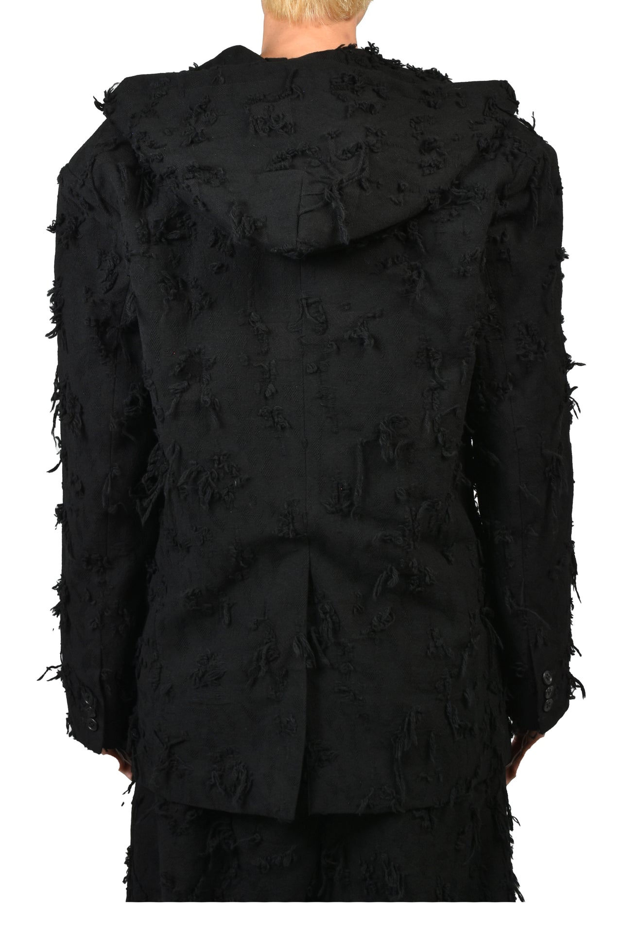 BORO JACQUARD HOODED BLAZER / BLK