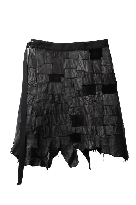 CRUST LEATHER KILT / BLK