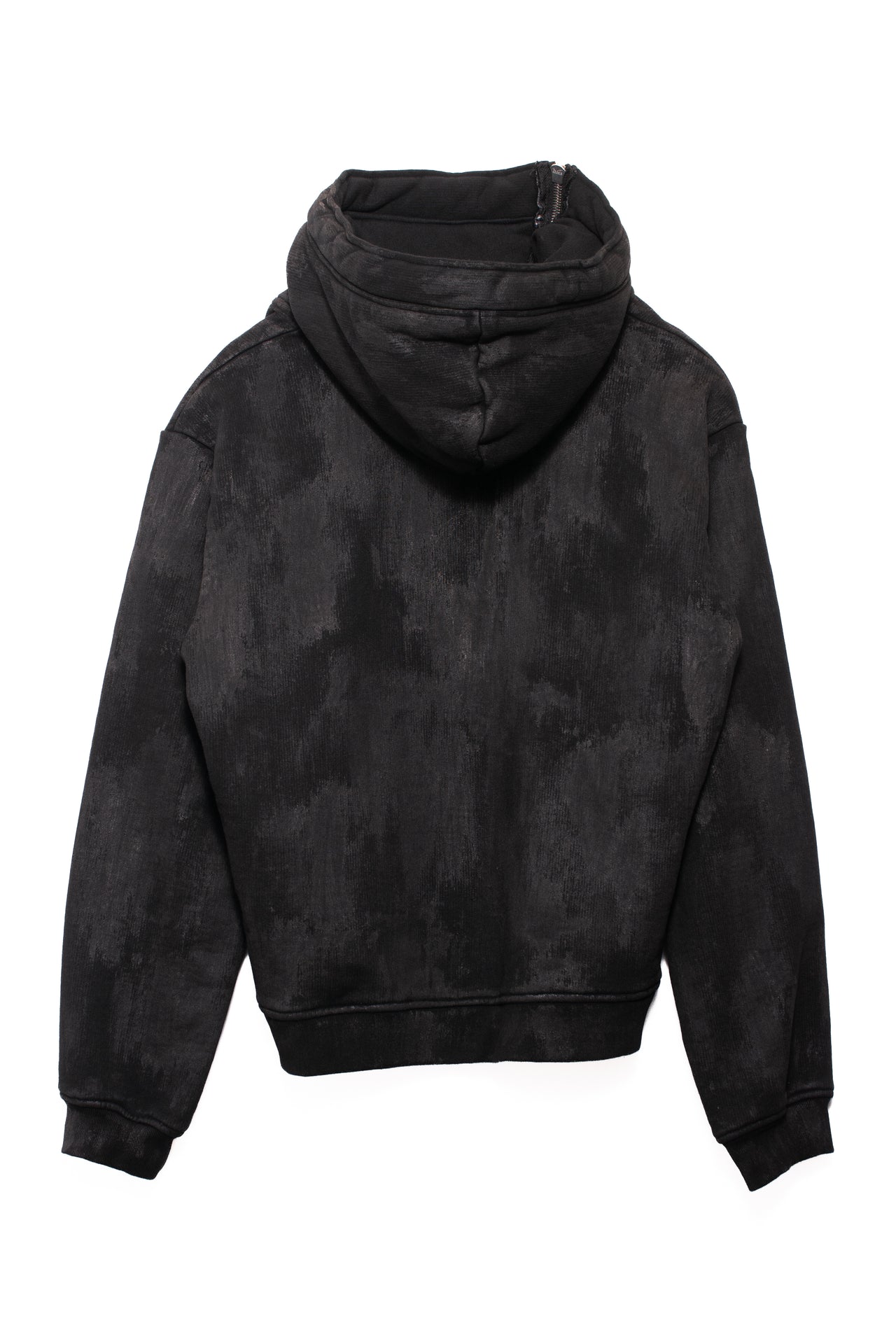 NOIR WAXED BIAS ZIP UP HOOD / WAXED BLK