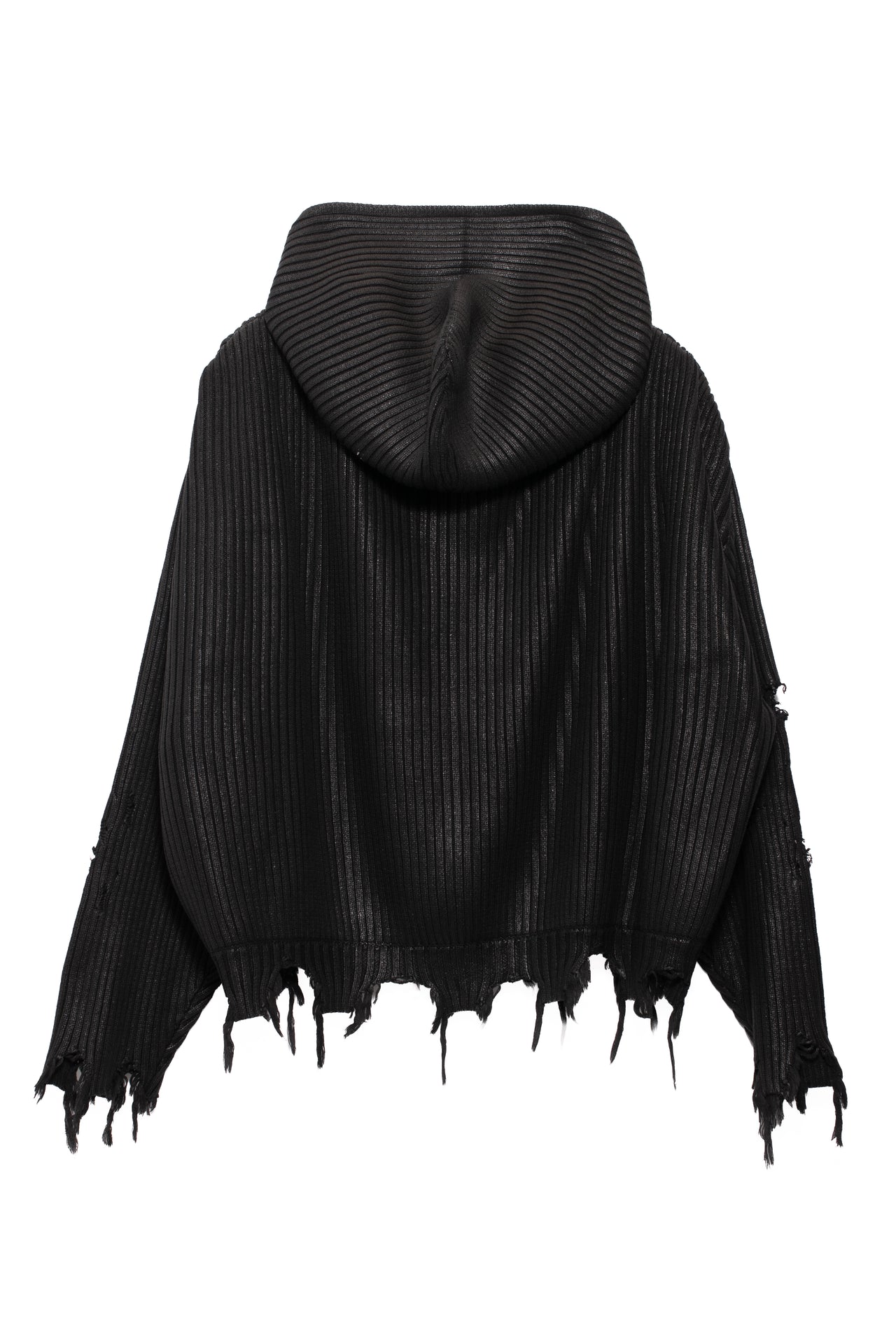 NOIR WAXED RIB HOODIE / WAXED BLK