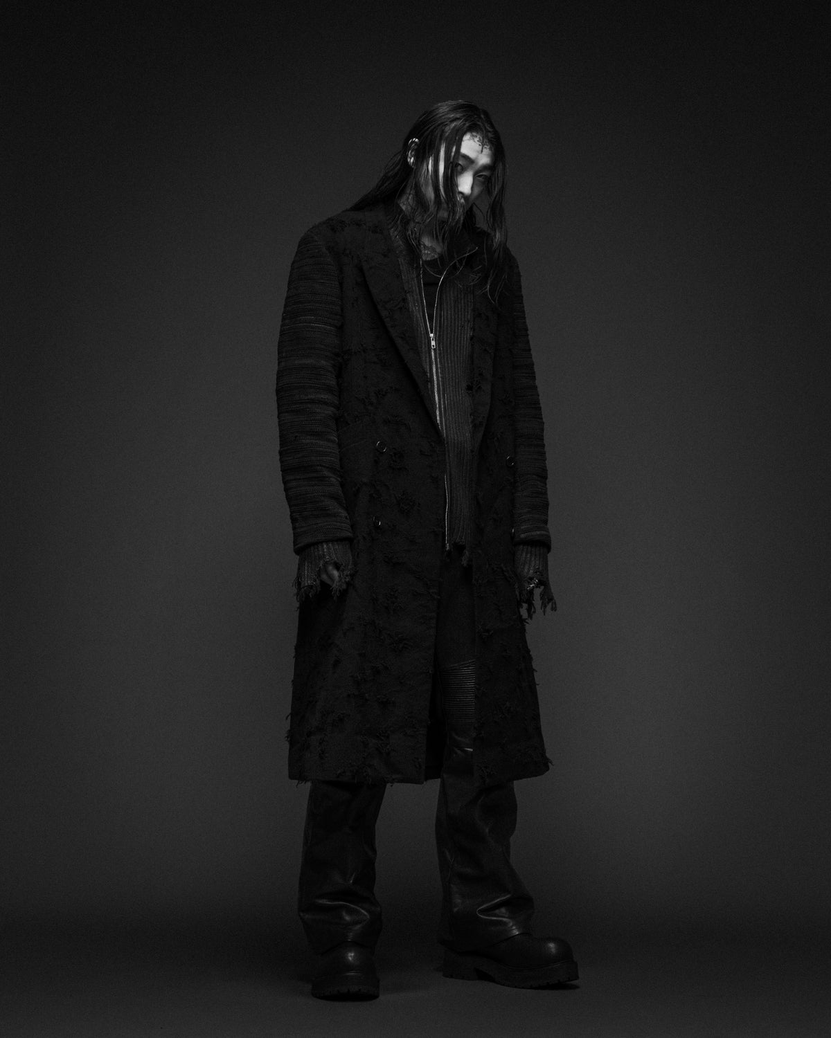 ×T.A.S BORO JACQUARD OFFICER COAT / BLK
