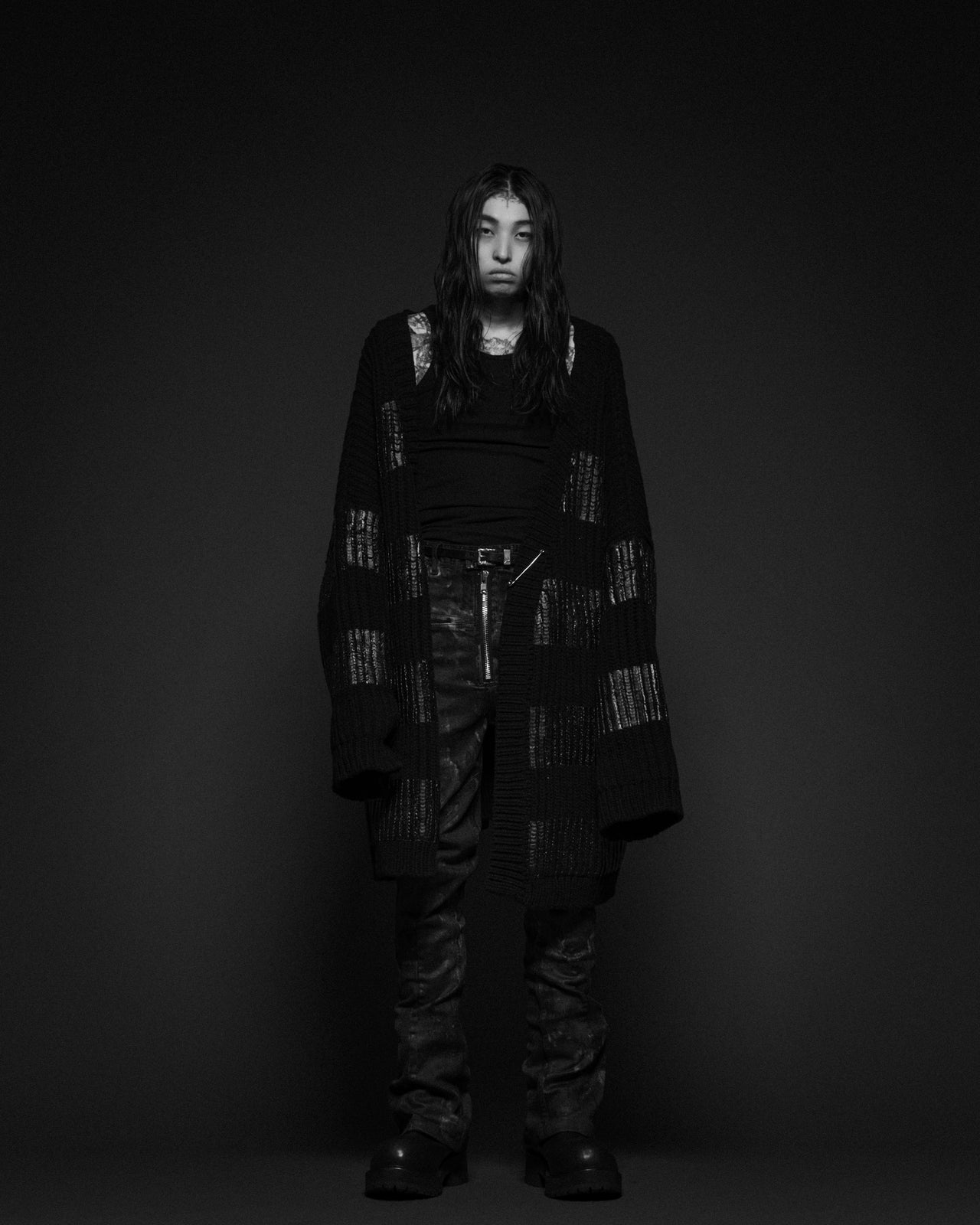 NOIR WAXED MEGA CARDIGAN / WAXED BLK