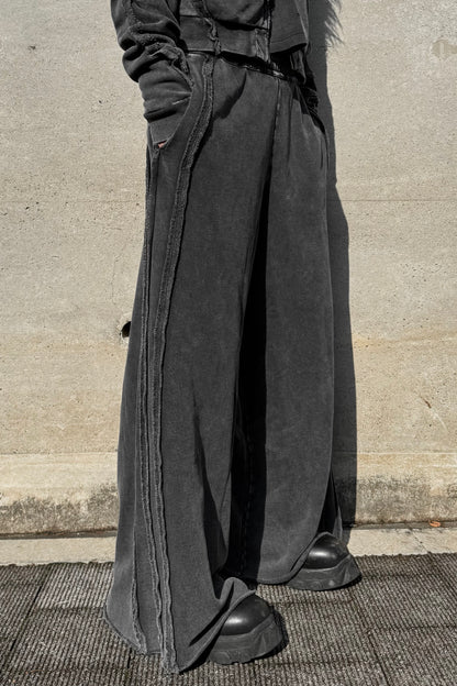 DISTRESSED WIDE SWEAT PANTS