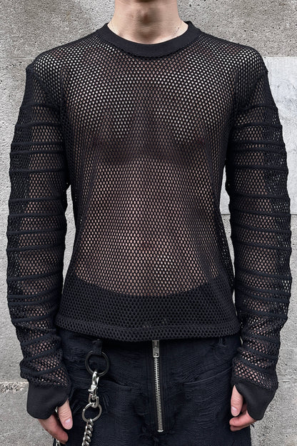 FITTED SHADOW SLEEVE MESH PULLOVER