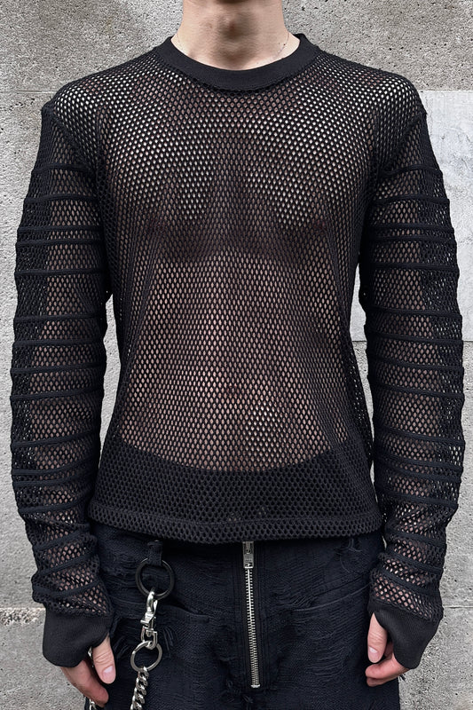 FITTED SHADOW SLEEVE MESH PULLOVER