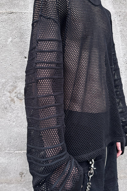 FITTED SHADOW SLEEVE MESH PULLOVER