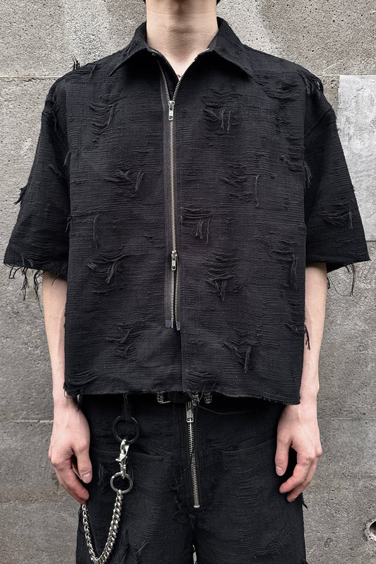 OVERSIZED BORO JACQUARD SHIRTS (feat.MINUS) / BLACK
