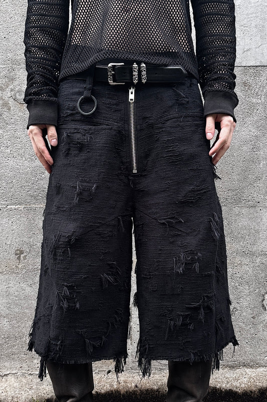 BORO JACQUARD BAGGY SHORTS (feat.MINUS) / BLACK