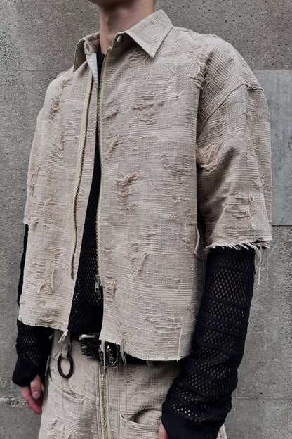 OVERSIZED BORO JACQUARD SHIRTS (feat.MINUS) / DUSTY BEIGE