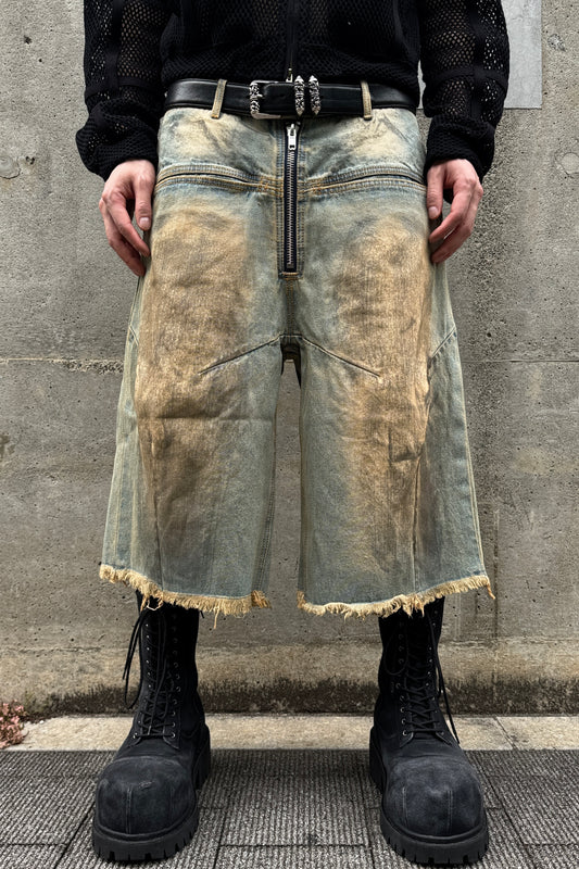 FRONT ZIP BAGGY SHORTS / VINTAGE INDIGO