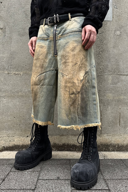 FRONT ZIP BAGGY SHORTS / VINTAGE INDIGO