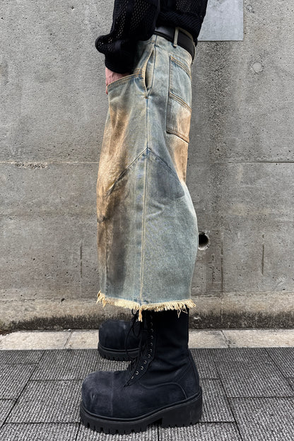 FRONT ZIP BAGGY SHORTS / VINTAGE INDIGO