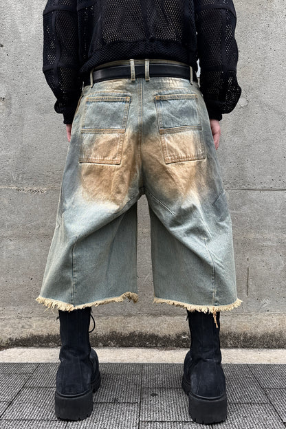 FRONT ZIP BAGGY SHORTS / VINTAGE INDIGO