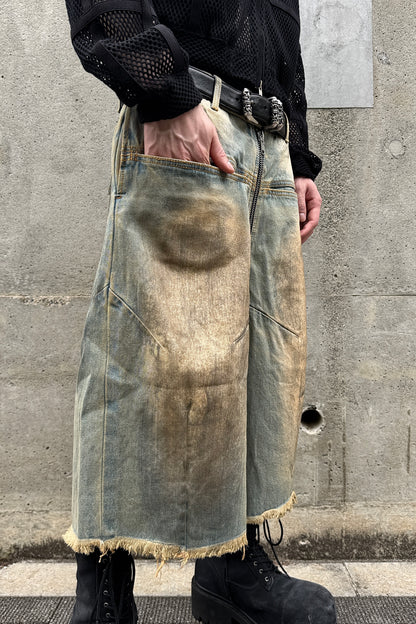 FRONT ZIP BAGGY SHORTS / VINTAGE INDIGO