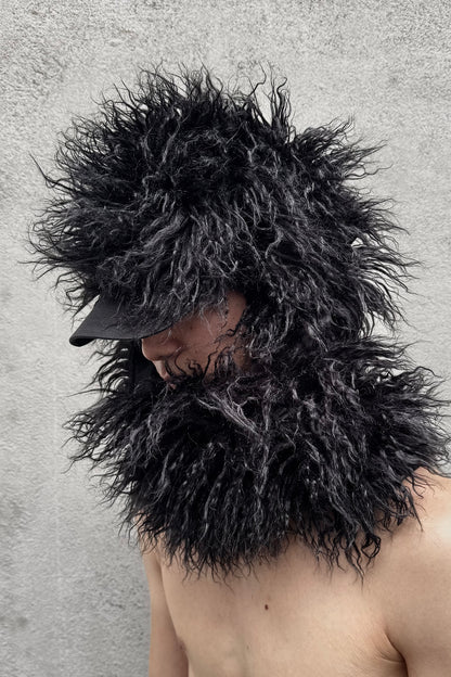 HAIRY FUR SCARF CAP