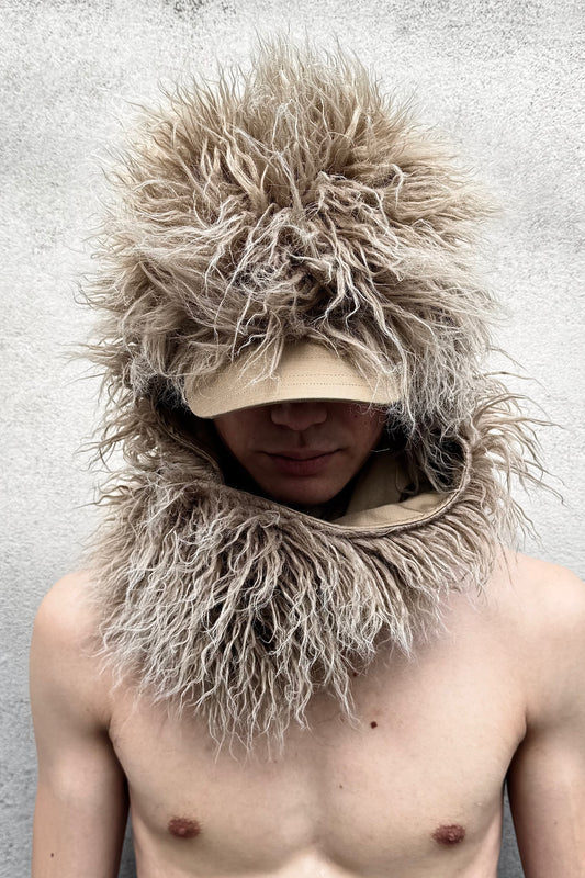 HAIRY FUR SCARF CAP