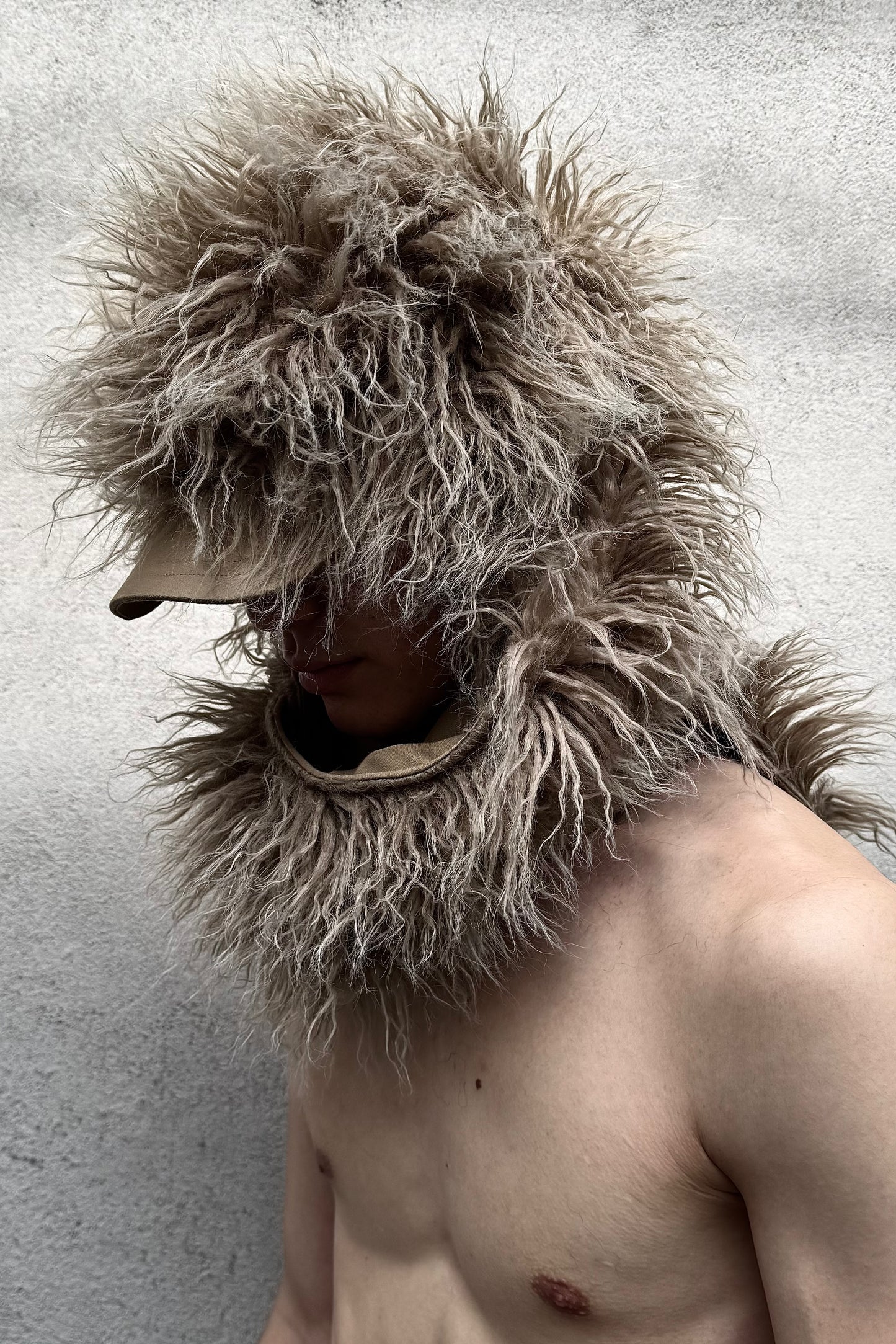 HAIRY FUR SCARF CAP