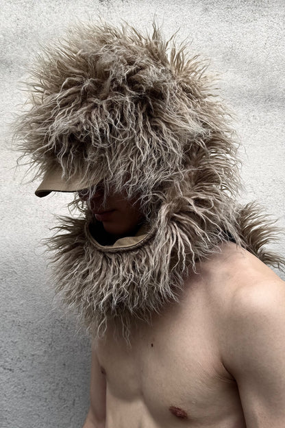 HAIRY FUR SCARF CAP